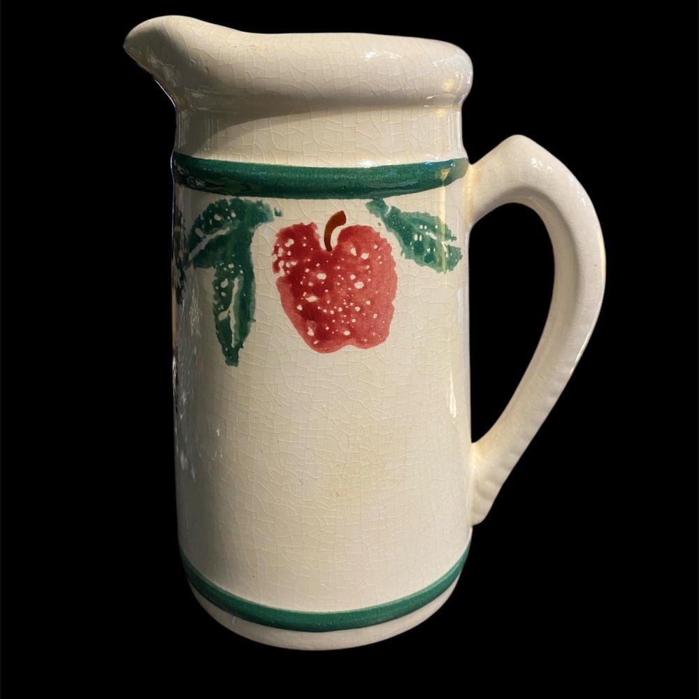 Crock Shop Pottery Santa Ana Apple & Ivy Sponge Paint Stoneware Creamer Pitcher